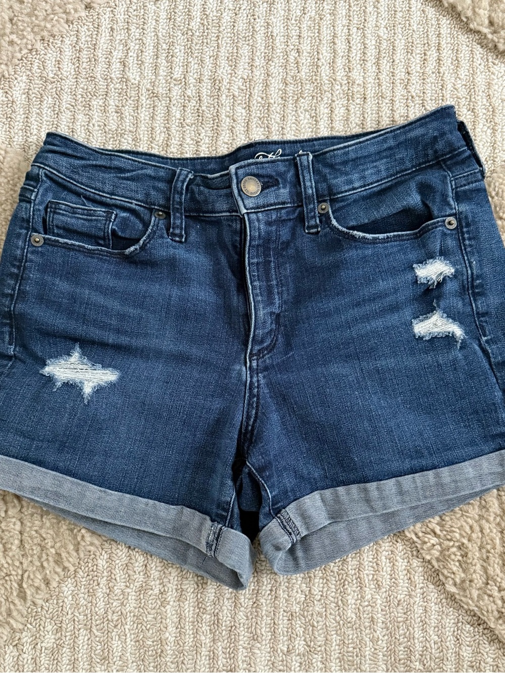 Universal Thread Dark Wash Distressed Cuffed Denim Shorts